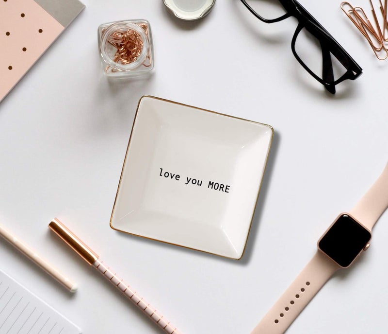 Simply Charmed Love You More Valentine's Day Gift | Husband and Wife Ring Dish | Jewelry Ring Holder | Elegant Trinket Tray Organizer Dish | Gift for Loved One - Image 4